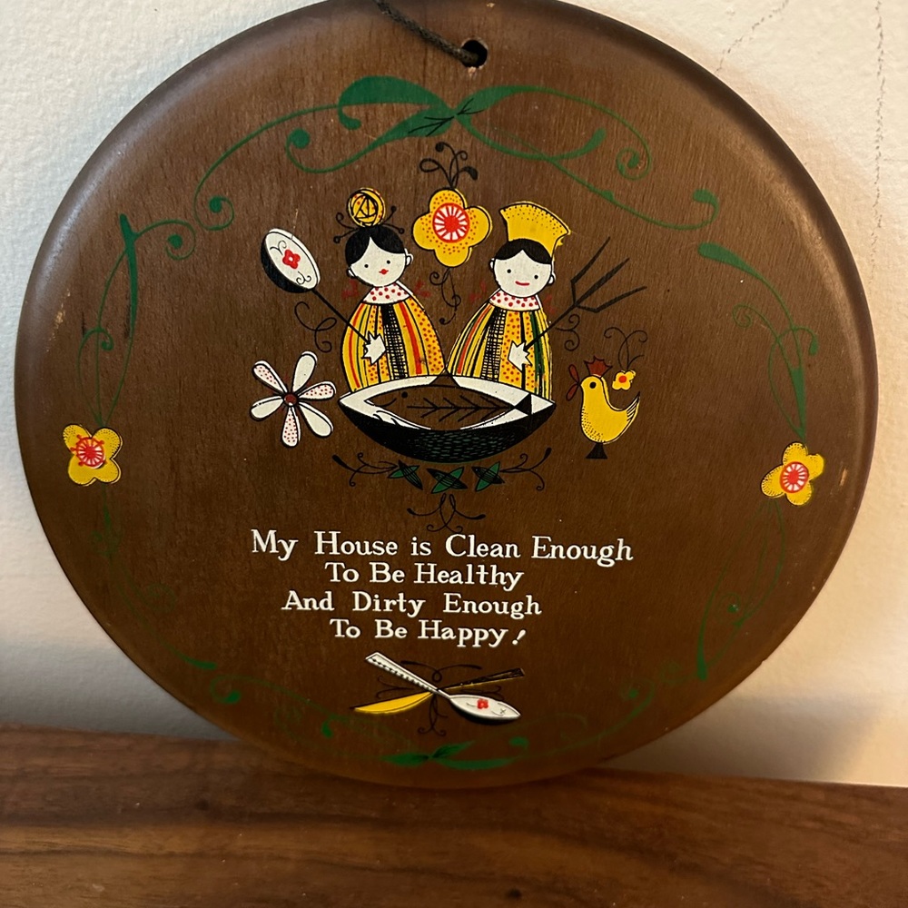 Vintage MCM Enesco Wooden Plaque